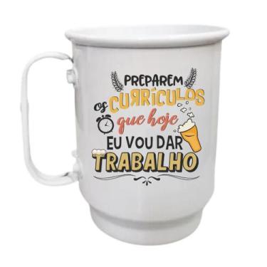 Imagem de Caneca Alumínio 500ml Preparem os currículos que hoje eu vou - LARANJA