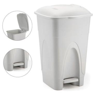 Imagem de Lixeira Cesto Grande 65 Litros Com Tampa e Pedal Branca - Injeplastec
