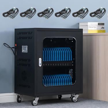 Imagem de Organizador de estação de carregamento de celular, armário de carregamento de celular/tablet com trava e rodas, estação de carregamento USB para celular, para salas de aula/clubes de ginástica/es