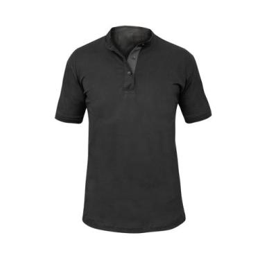 Imagem de Camisa Masculina Gola Padre Básica Algodão Com Elastano Slim - MT Clot