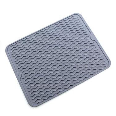 Imagem de Tapete de Secagem de Silicone KWJOY Cinza Ecológico Grande 40 cm x 30 cm x 0,5 cm, Suporte para Pote, Lavadora de louças, Prato de Peixe, Tapetes de Tripé, Ferramentas de Cozinha
