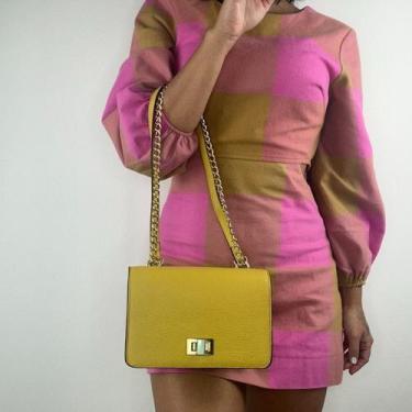 Imagem de Bolsa recuo em couro legítimo b.1063, Mostarda