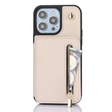 Imagem de HJZSZX Para Samsung S24 Plus Long Lanyard Couro Zipper Wallet Cartão Telefone Case Mão Corda Flip Stand Cover (Para Samsung S24 Plus/Bege)