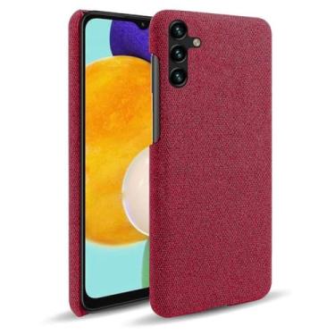 Imagem de Capa para Samsung Galaxy A13 5G,Capa desenhada em lona,Case Protetora Ultrafina com Empunhadura Macia,Design em Tecido Antichoque e Antiarranhões-Red