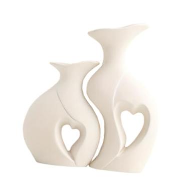 Imagem de IEUDNS Vasos de resina 2x Vasos decorativos Presente romântico Decoração de casa Moda Arranjo de flores Recipiente de planta para sala de estudo da sala, Branco