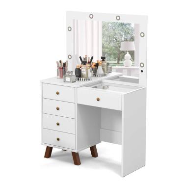 Imagem de Penteadeira com Espelho Mel Branca