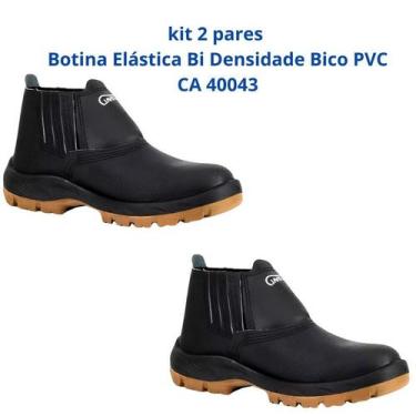 Imagem de Kit 2 Botinas Epi Bico Pvc Segurança Bidensidade Crival CA 40043, 45, 