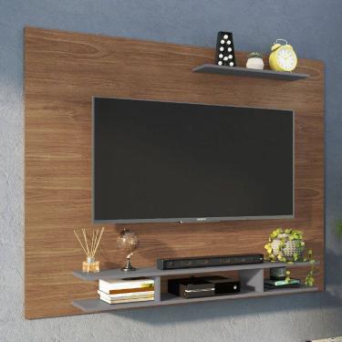 Imagem de Painel para TV Até 65 Polegadas Orlando 3 Prateleiras Freijó/Cinza - Irm Móveis