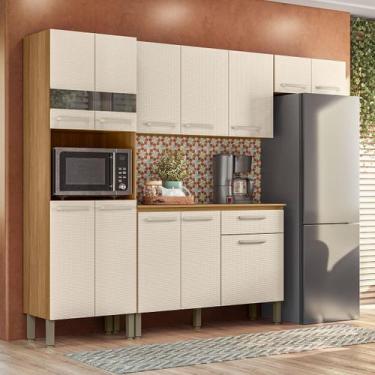 Imagem de Cozinha Compacta Versalhes 12 Portas 1 Gaveta com Vidro Freijo/Soft - 