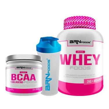 Imagem de Kit Pink Whey Foods 2Kg+ Pink Bcaa Com Colágeno Foods 250G - Brn Foods