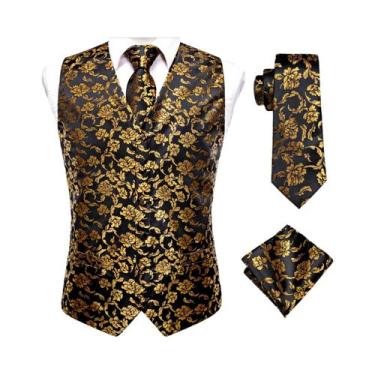Imagem de Colete Masculino Slim Fit Roxo Paisley - Com Gravata e Abalotoaduras, 