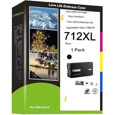 Imagem de LPRINTCI Cartuchos de tinta 712 712XL de alto rendimento preto para impressoras HP 712 DesignJet T650 T630 T230 T210 Studio Plotter