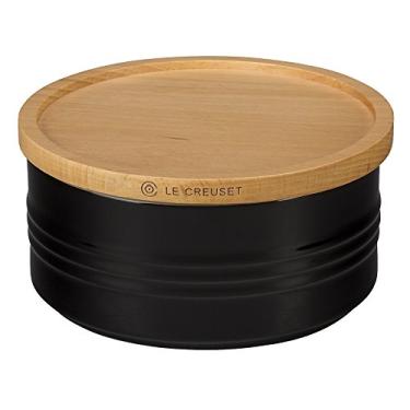 Imagem de Lata de Grés Le Creuset com Tampa de Madeira, 652 g, Preta