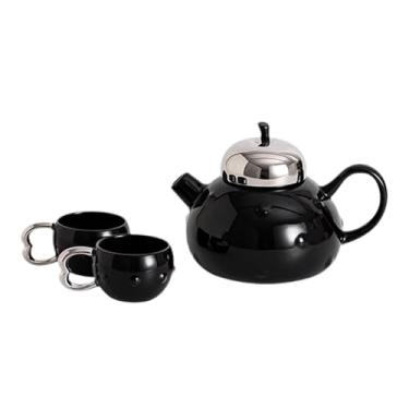Imagem de WeiLaiKeQi Conjunto de chá de porcelana Bule e Copos Moderno para Mulheres Cara de Coffeas Coffee Presente de Louse Home, Preto