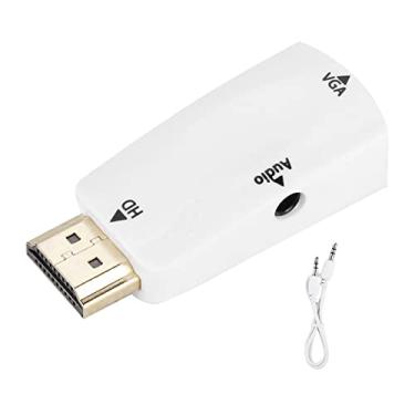 Imagem de HDMI para VGA Conversor Adaptador Banhado a Ouro Conectores 1080P Resolução com 3,5mm Saída de Áudio para Laptop Mobile Phone DVD Player Projetor Branco Preto (Branco)