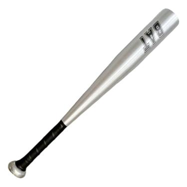 Imagem de Tacos de beisebol de alumínio para crianças e adultos Taco de beisebol de metal de 50 cm com alça embrulhada equipamento leve para treinamento, prata, morcego