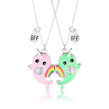 Imagem de COLORFUL BLING Presente BFF 2 peças adorável magnético baleia abacate dophin alpaca fantasma amor coração conjunto de colar combinando para irmãs, 1, Resina, Sem Pedra Preciosa