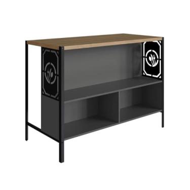 Imagem de Mesa Bancada Gourmet Estilo Industrial 127cm P1034 Mel/Grafite