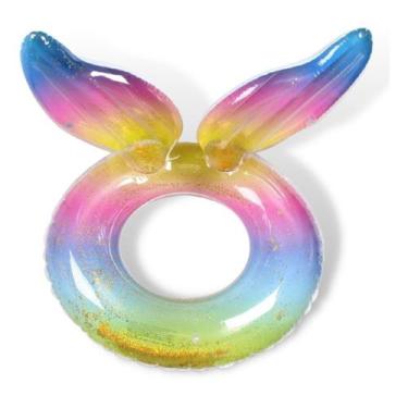 Imagem de Boia Rabo Sereia Redonda 90CM C/ Glitter Piscina Praia - Bruartt