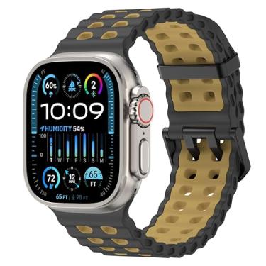 Imagem de DONEGANI Pulseira esportiva de silicone cinza espacial/camelo sem pulseira para Apple Watch Se Ultra 2 de 40 mm, 44 mm, 46 mm, 42 mm, 45 mm, 41 mm, 38 mm, 49 mm, séries 10, 9, 8, 7, 6, 5, 4, 3