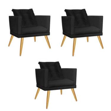 Imagem de Kit 03 Poltrona Cadeira Milena Confort Com almofada Sala Recepção Escr