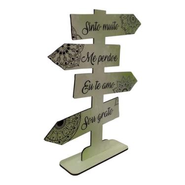 Imagem de Seta Decorativa Mensageira em Mdf 3mm com Estampa - Sinto Muito, Me Perdoe, Eu Te Amo, Sou Grato Cor:COLORIDO;Tamanho:19