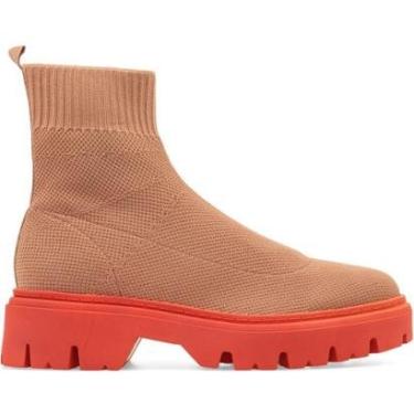 Imagem de Bota Anacapri Tratorada Cano Baixo Nude E Laranja Knit-Feminino