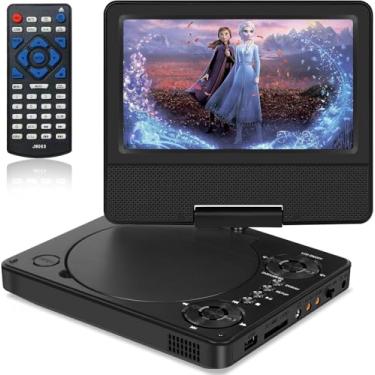 Imagem de HOPYOP Leitor De Dvd Portátil De 9,5" Para Crianças E Carro, Tela Giratória De 7,5" Com Bateria Integrada De 4 A 6 Horas, Leitor De Dvd Para Carro Com Dois Alto-Falantes, Suporte Para Sincronização