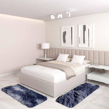 Imagem de Jogo Tapete Passadeira Quarto 2 Uni Mescla Preto 50 X 140 Cm