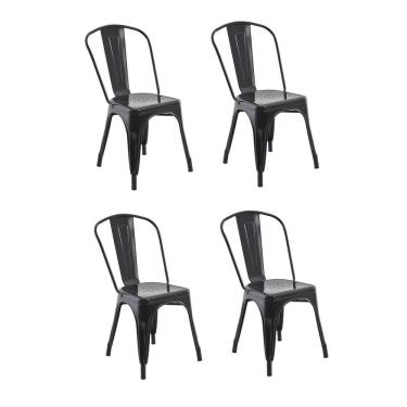 Imagem de Conjunto 4 Cadeiras Aço Iron Industrial Rivatti Móveis Preto