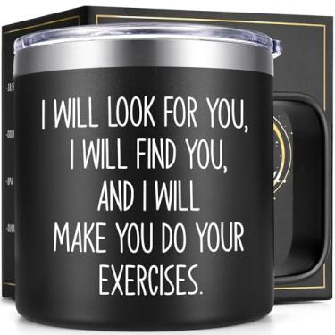 Imagem de Lifecapido Presentes de fisioterapia, I Will Make You Do Exercises, Caneca de café isolada de 400 ml, presentes de fisioterapeuta, presentes de aniversário e Natal para fisioterapeutas, assistente de