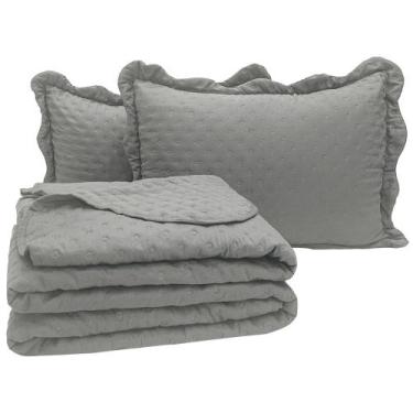 Imagem de Cobre Leito King Bold Dupla Face 300 Fios 3 Peças - Chumbo - Decorativ