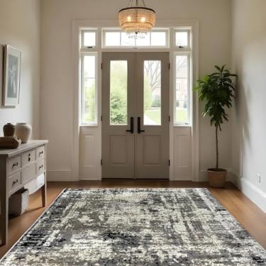 Imagem de 1 Tapete Entrada Porta Hall Grande Belga Es Mo 140 x 200 Vr (D3Mod Bege Cinza Preto Marfim - Moderno Manchado Abstrato)