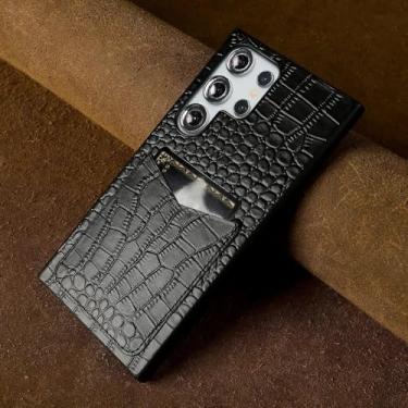 Imagem de Capa de couro luxuosa para Samsung Galaxy S24 Ultra S23FE S22 sS21 S20, capa com porta-cartões, preta, para Samsung Galaxy Note10 Pro