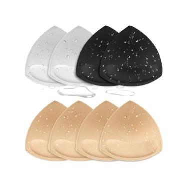 Imagem de Adamotto Inserções de roupa de banho à prova d'água, 4 pares de enchimentos de sutiã push-up removíveis para biquíni esportivo, Preto, bege, branco, A / B