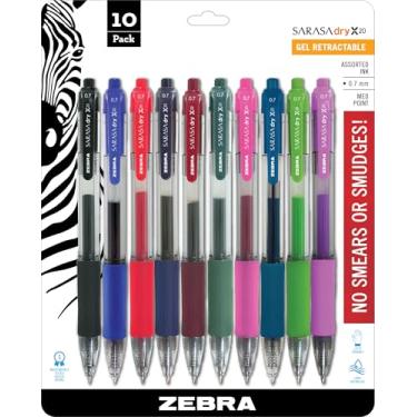Imagem de Zebra Caneta de gel retrátil Pen Sarasa, ponta média, 0,7 mm, tinta de cores sortidas, pacote com 10