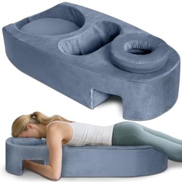 Imagem de SAHEYER Almofada de massagem para gravidez e apoio de cabeça, reforço pré-natal de corpo inteiro, liberação de dor lombar, travesseiro de maternidade após cirurgia de mama, estômago de gravidez, cinza