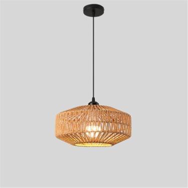 Imagem de OUFULA Estilo Industrial Retro Corda De Cânhamo Pendente Lâmpada Personalidade Criativa Internet Bar Café Restaurante Quarto Roupa Loja Balcão Bar Decoração Candelabro (I D30CM)