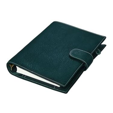 Imagem de Burxxong A5 Organizador Minerva Box Caderno de couro legítimo, anéis de estalogia, agenda, tamanho de bolso, caderno com fichário de 25 mm (azul)