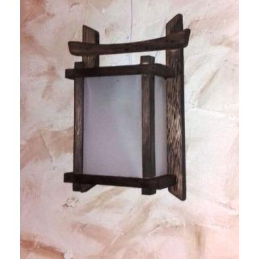 Imagem de Arandela luminária de parede oriental estilo portal rustico madeira sa