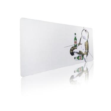 Imagem de YUNZII Keynovo Mouse pad para jogos, tapete de mouse grande, antiderrapante 4 mm para laptop, mesa de jogos, à prova d'água para jogos, escritório e casa (gato bêbado, 90 x 39,9 cm)