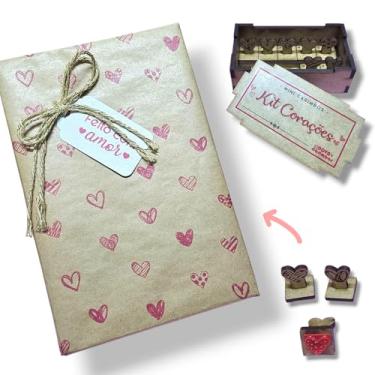 Imagem de Kit Carimbos Coração - São 10 carimbos em uma caixinha de mdf - tam. aprox. 1,5x1,5cm