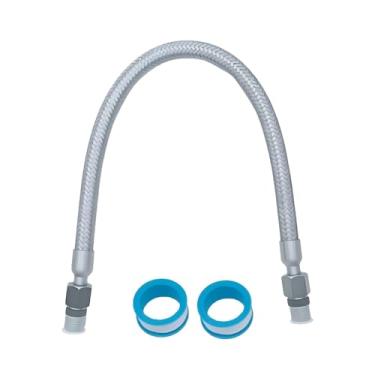 Imagem de Mangueira de jumper de compressor de aço inoxidável de grau industrial de 1/5.1 cm, NPT macho, 50.8 cm de comprimento, 398.9 °C, 450 PSI, ambos os encaixes laterais giram livremente