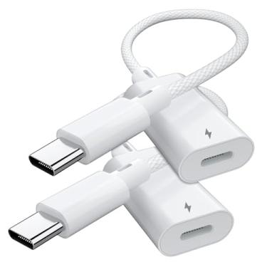 Imagem de Pacote com 2 adaptadores de carregamento Lightning para USB C para i-Phone 16/16Pro/15/15Pro/15Pro Max