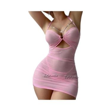 Imagem de Conjunto De Lingerie Sensual De Renda Transparente Com Tanga Exótica, 