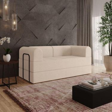 Imagem de Sofá Na Caixa Modular 2 Lugares Linho Bege Maya Para Sala Bege