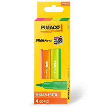 Imagem de Pincel marca texto Pima Marker Neon 4 cores - Pimaco