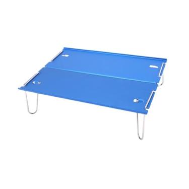 Imagem de YIJU Mesa de acampamento, mesa lateral, pequena, portátil, ultraleve, móveis para acampamento ao ar livre, de acampamento para praia, pesca, pátio, Azul