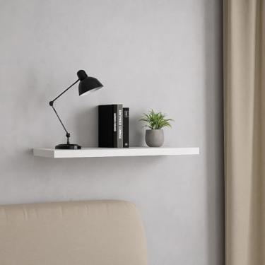 Imagem de Prateleira MDF 30X10 + Suporte Flutuante Organizadora Decoração Sala Quarto Banheiro Branco