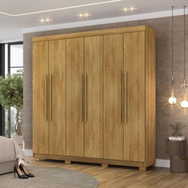 Imagem de Guarda Roupa Casal Doral 218cm 6 Portas de Bater 2 Gavetas Nature G98 